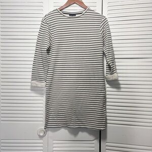Topshop Gray & White Horizontal Stripe Knit Dress 3/4 Cuffed Sleeves Size 6